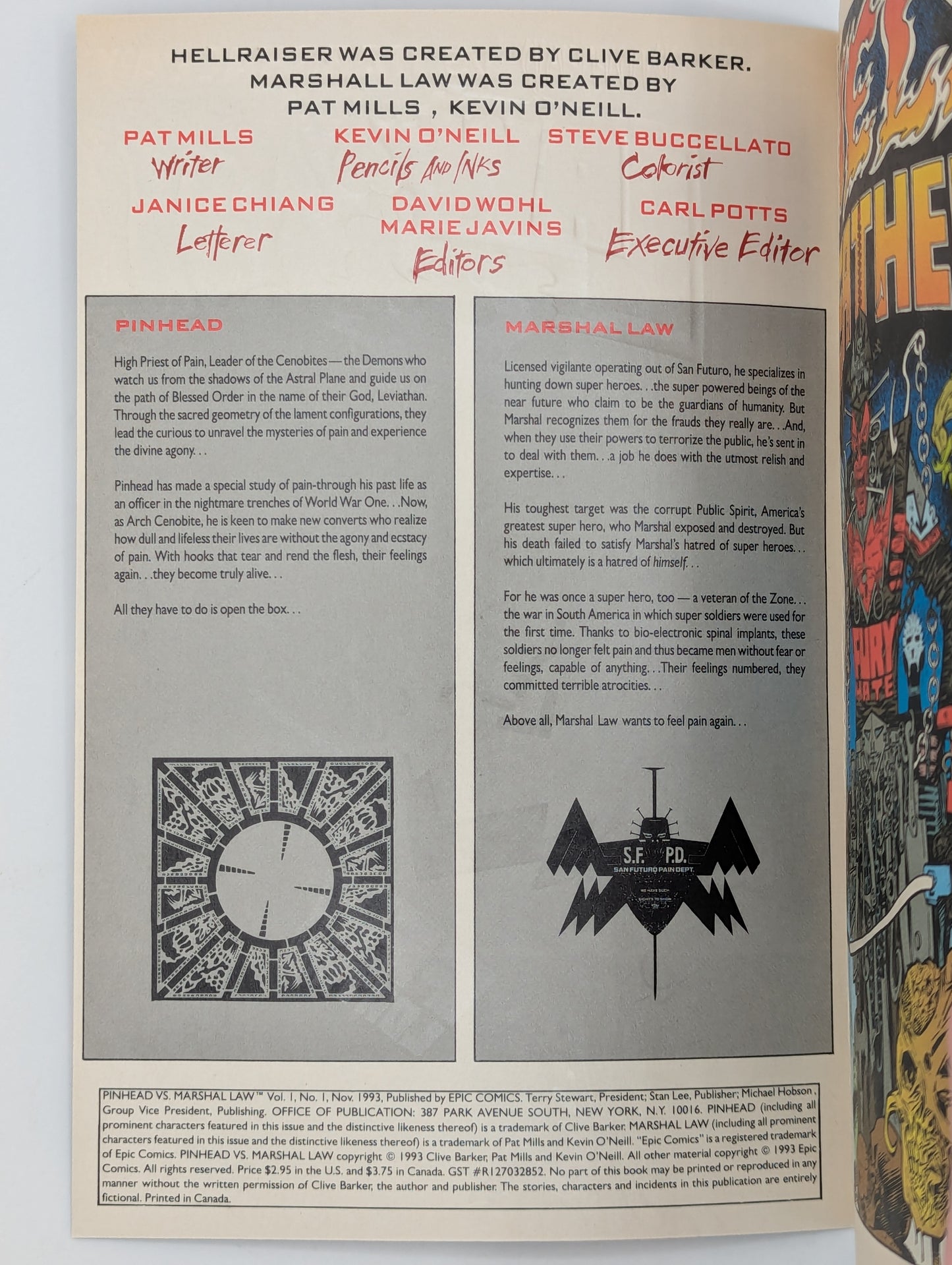 Pinhead vs. Marshal Law: Law in Hell #1 (1993) - Epic Comic - VF/NM Collectibles:Comic Books & Memorabilia:Comics:Comics & Graphic Novels JJJambers Jamboree