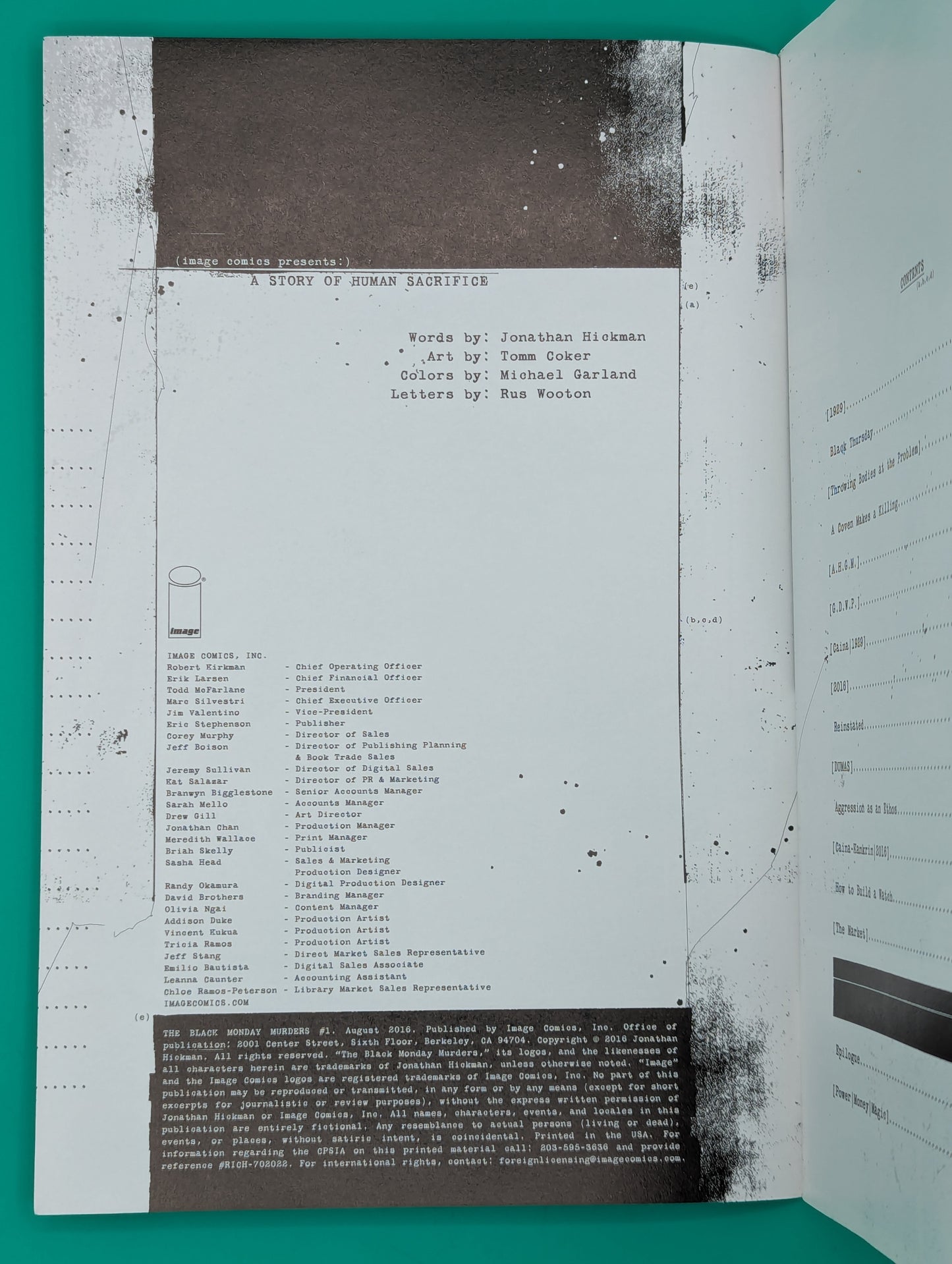 Black Monday Murders #1 (2016) - Image Comic Collectibles:Comic Books & Memorabilia:Comics:Comics & Graphic Novels JJJambers Jamboree