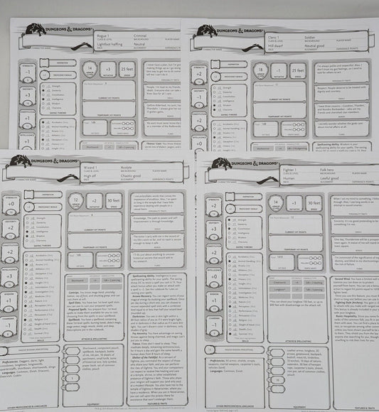 D&D STARTER SET Character Sheets Dungeons & Dragons 5E Toys & Hobbies:Games:Role Playing Games:Dungeons & Dragons:Player's Handbooks Wizards of the Coast   