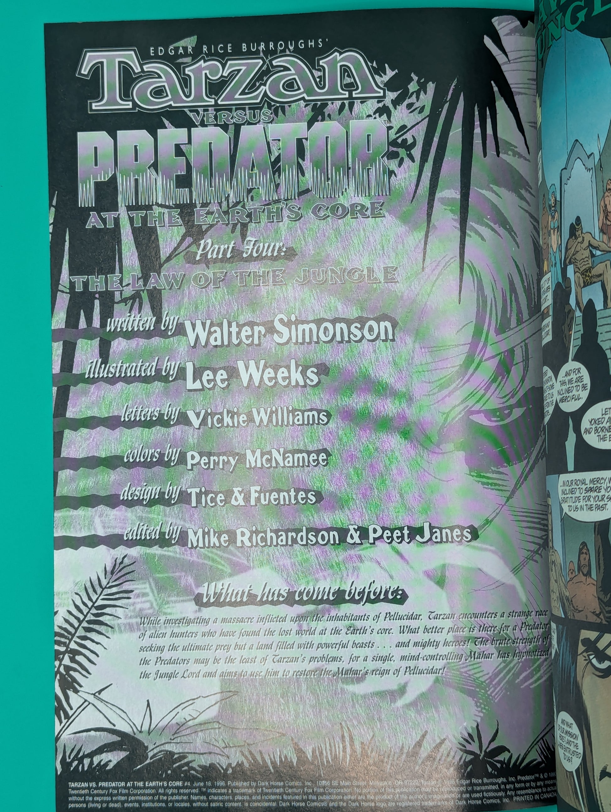 Tarzan Versus Predator: At the Earth's Core #4 of 4 (1996) - Dark Horse Comics Collectibles:Comic Books & Memorabilia:Comics:Comics & Graphic Novels JJJambers Vintage Vault   