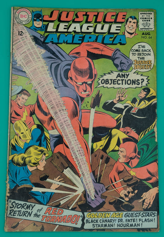 Justice League of America #64: Stormy Return of the Red Tornado! (1968) - DC Comic [Minor/Moderate Flaws] Collectibles:Comic Books & Memorabilia:Comics:Comics & Graphic Novels JJJambers Jamboree