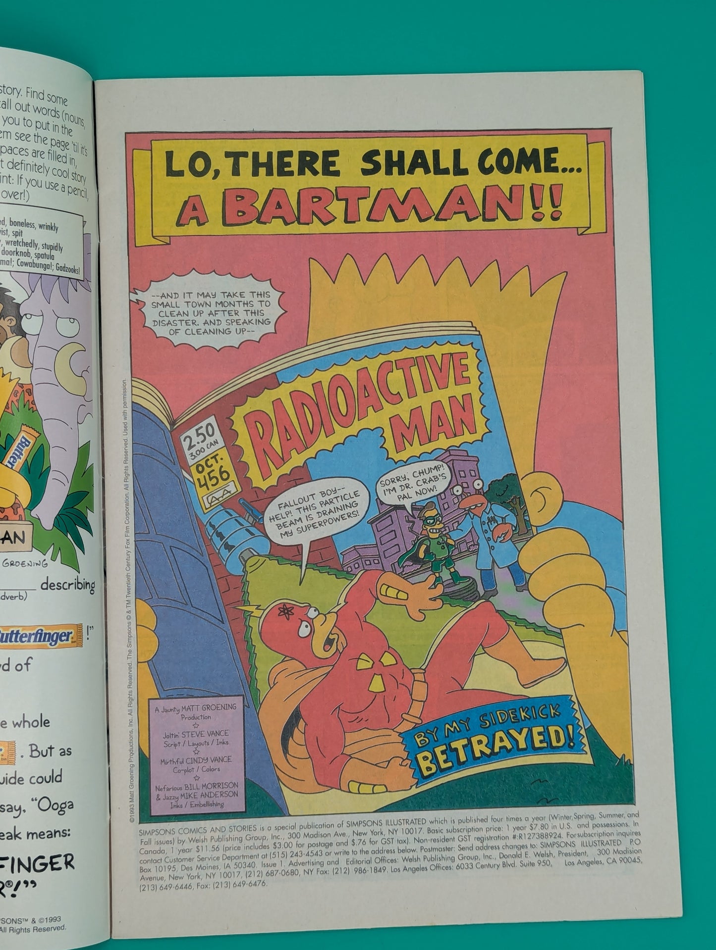 Simpsons Comics and Stories #1 Special Collector's Edition (1993) [Includes Poster] - Bongo Comic - VF+ Collectibles:Comic Books & Memorabilia:Comics:Comics & Graphic Novels JJJambers Jamboree