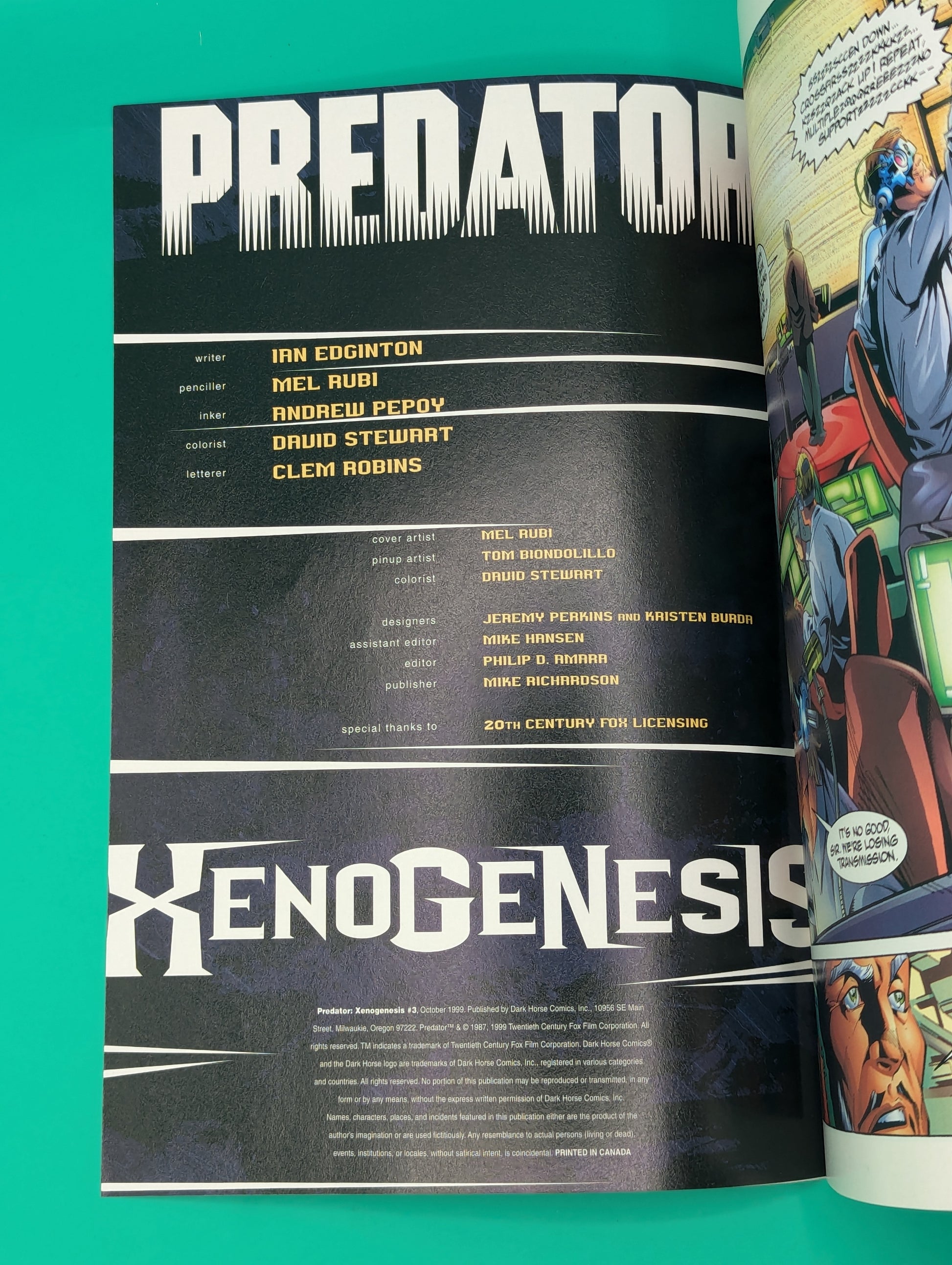 Predator: Xenogenesis #3 of 4 (1999) - Dark Horse Comics Collectibles:Comic Books & Memorabilia:Comics:Comics & Graphic Novels JJJambers Vintage Vault   