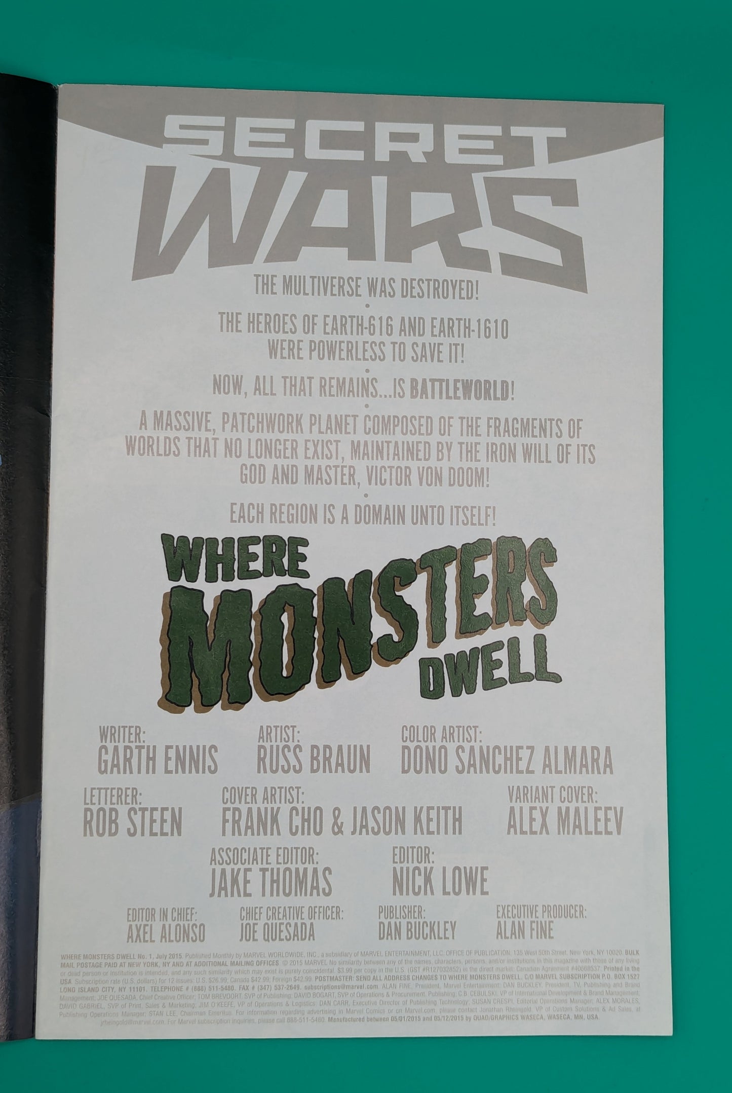 Where Monsters Dwell #1 (2015) - Marvel Comics Collectibles:Comic Books & Memorabilia:Comics:Comics & Graphic Novels JJJambers Jamboree   